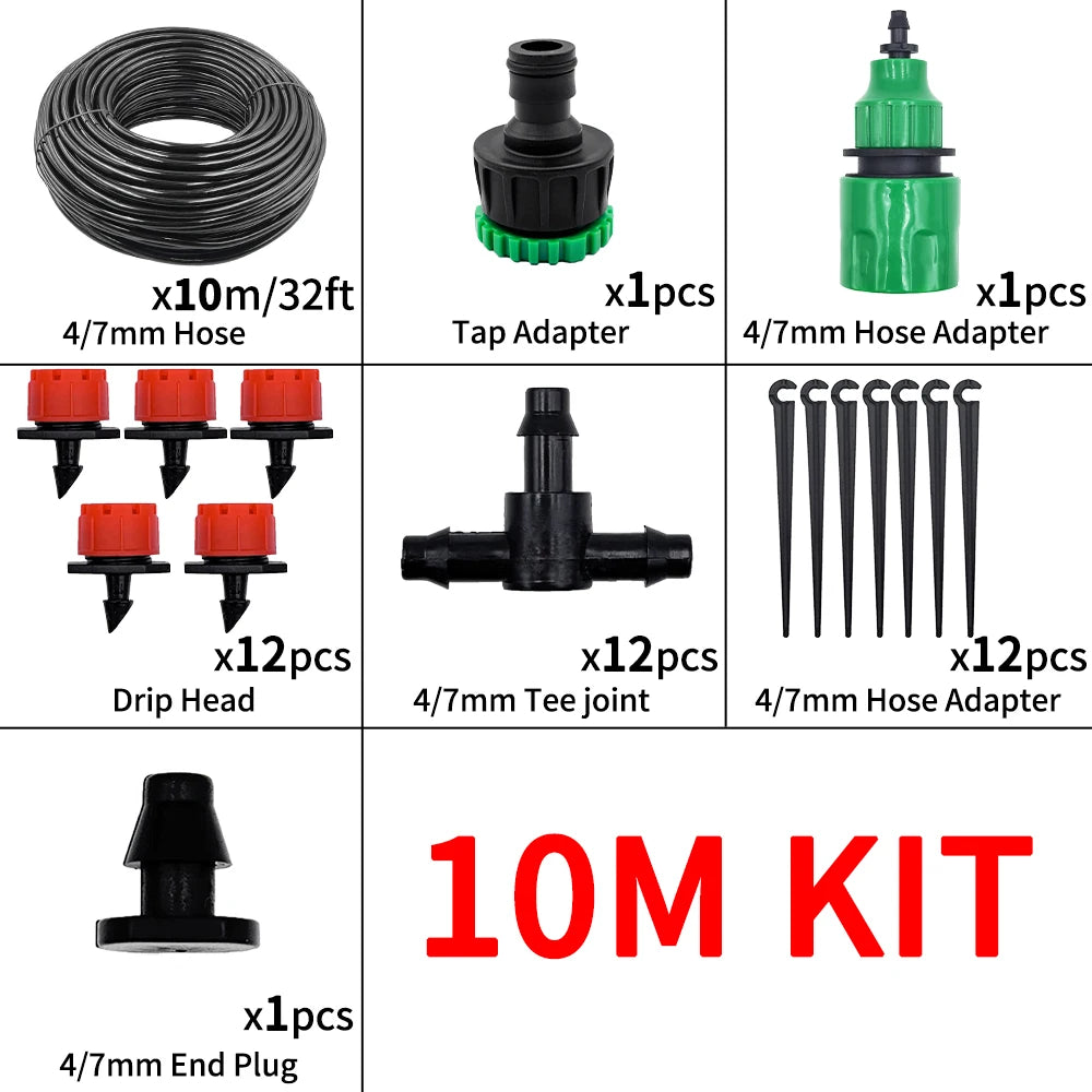 20M Garden Hose Micro Drip Irrigation System Portable Automatic Watering with Adjustable Drippers Misting Watering Kits Peaceful Pleasures Health and Wellness 10M