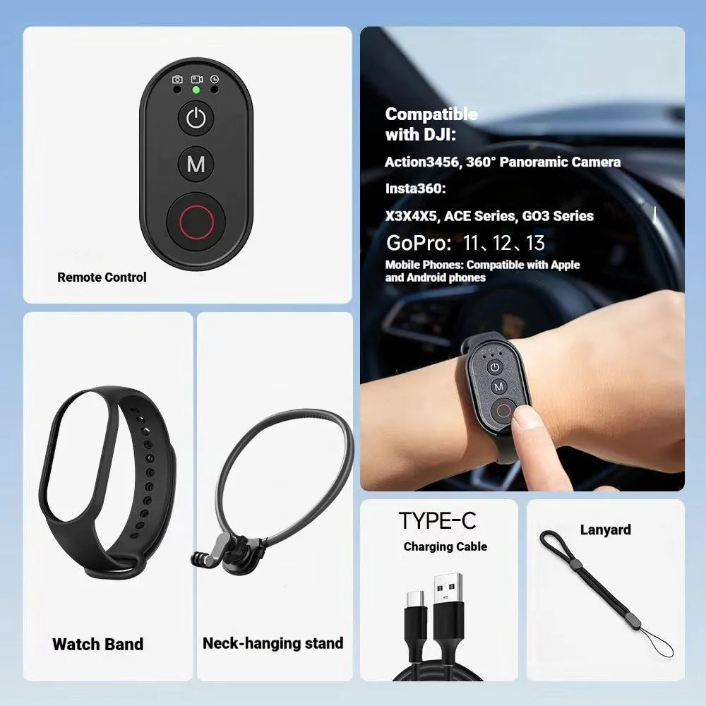 Wristband Wireless Remote for DJI Action, Insta360 & GoPro