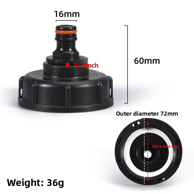 IBC Tank Adapter S60x6 to 1/2" & 3/4" Male Female Spout