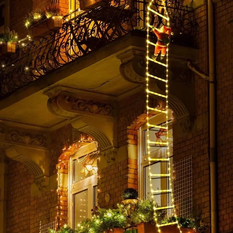 3M Santa Claus Climbing Ladder USB Warm Light Christmas Decor