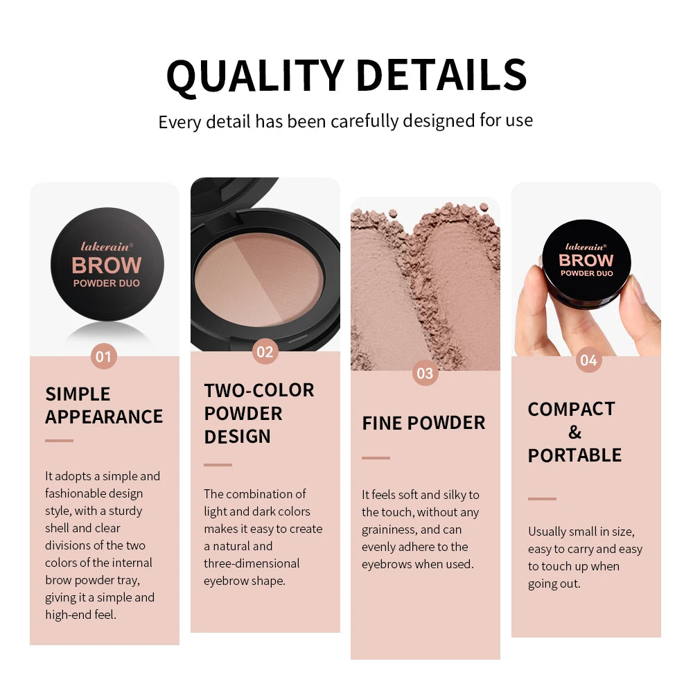 Brow Powder Duo Two-color Eyebrow Powder Design Long-Lasting Natural 3-Dimensional Eyebrow Shape Makeup Fine Powder Cosmetic Peaceful Pleasures Health and Wellness