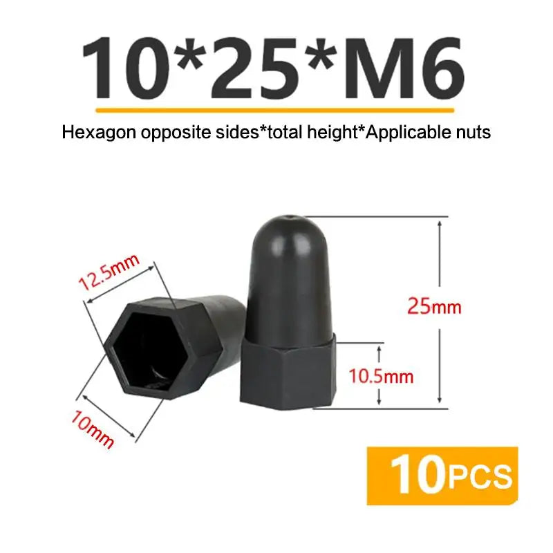 New 10PCS Lengthen Nut Cap Hexagonal Nut M6 M8 M10 M12PE Plastic Nut Protection Caps Hex Screw Protective Sleeve Peaceful Pleasures Health and Wellness A1