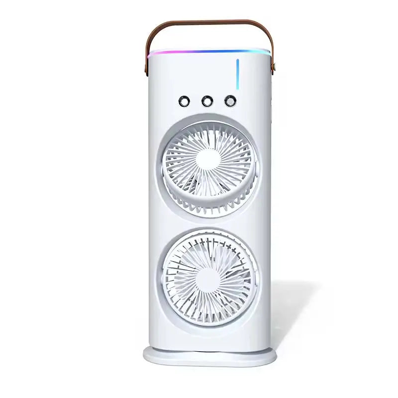 Summer Cool Double-Blade Spray Fan USB Desktop Air Conditioning Fan Office Portable Water-Cooled Mute Spray Fan Peaceful Pleasures Health and Wellness WHITE USB Type-C