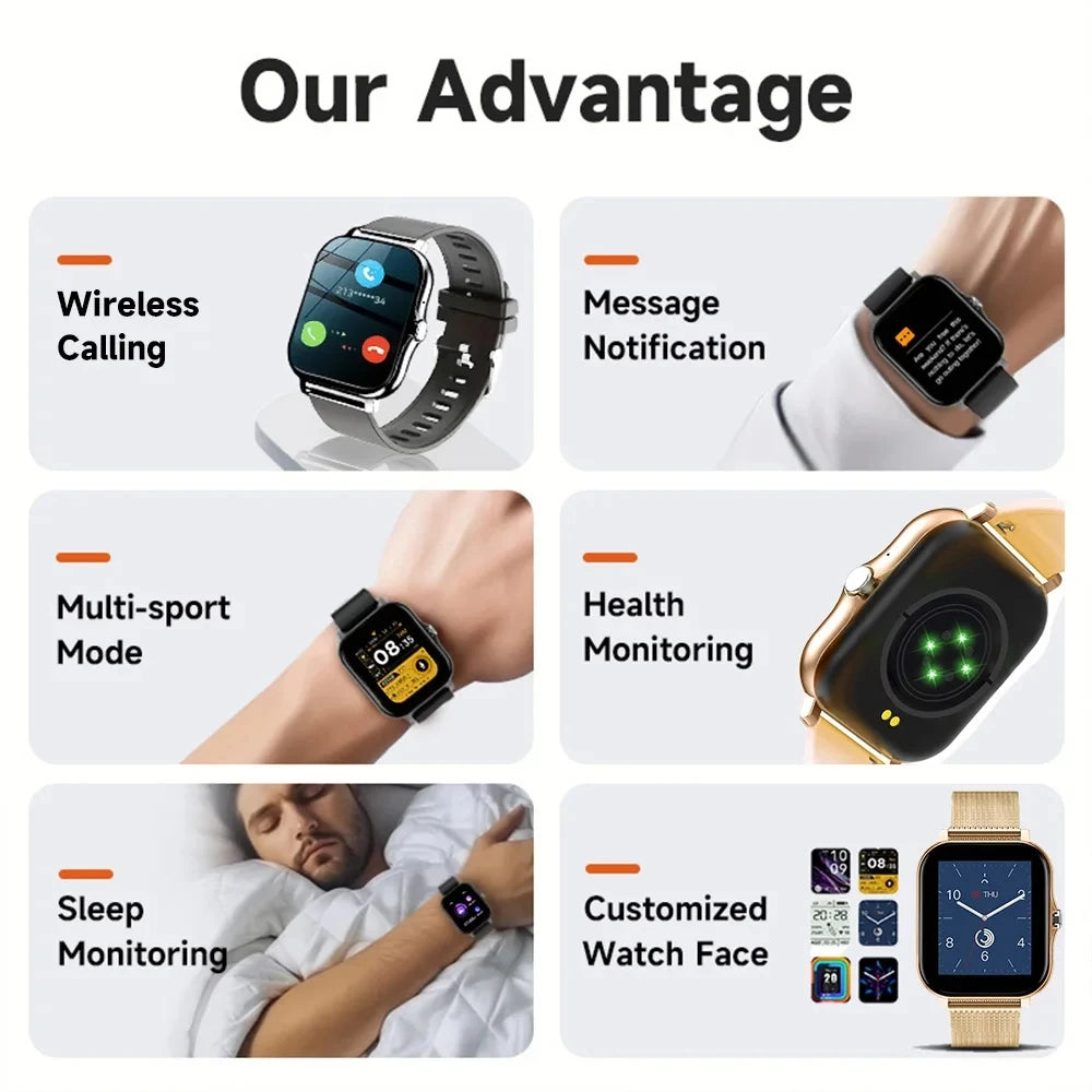Smart Watch For Android IOS Watches 1.83inch HD Display Bluetooth Call Message Alert Music Sports Mode Smartwatch Men Women Gift Peaceful Pleasures Health and Wellness