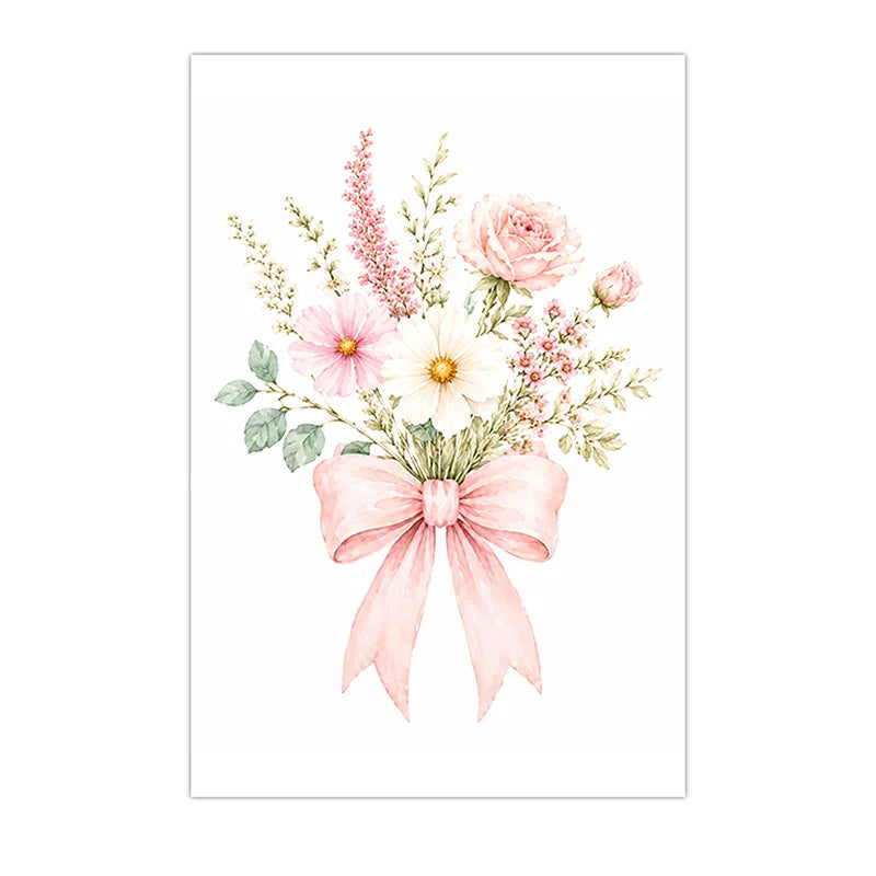Floral Alphabet Wall Art Custom Letter Canvas Painting Pink Flower Poster Print Nursery Wall Decor Peaceful Pleasures Health and Wellness