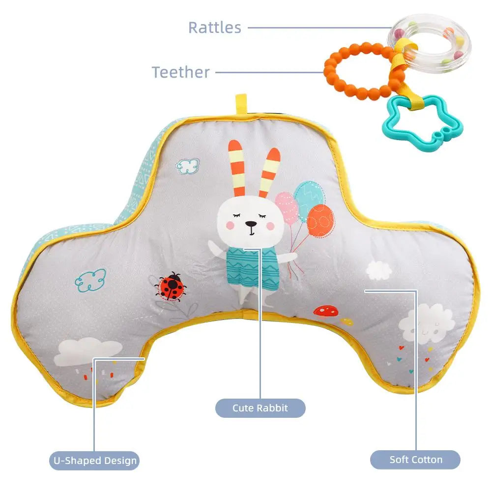 Baby Pillow Tummy Time Toy Lying Pillow High Contrast Baby Sensory Toy Double-Sided Pillows Training Gifts Birthday Head-up Peaceful Pleasures Health and Wellness
