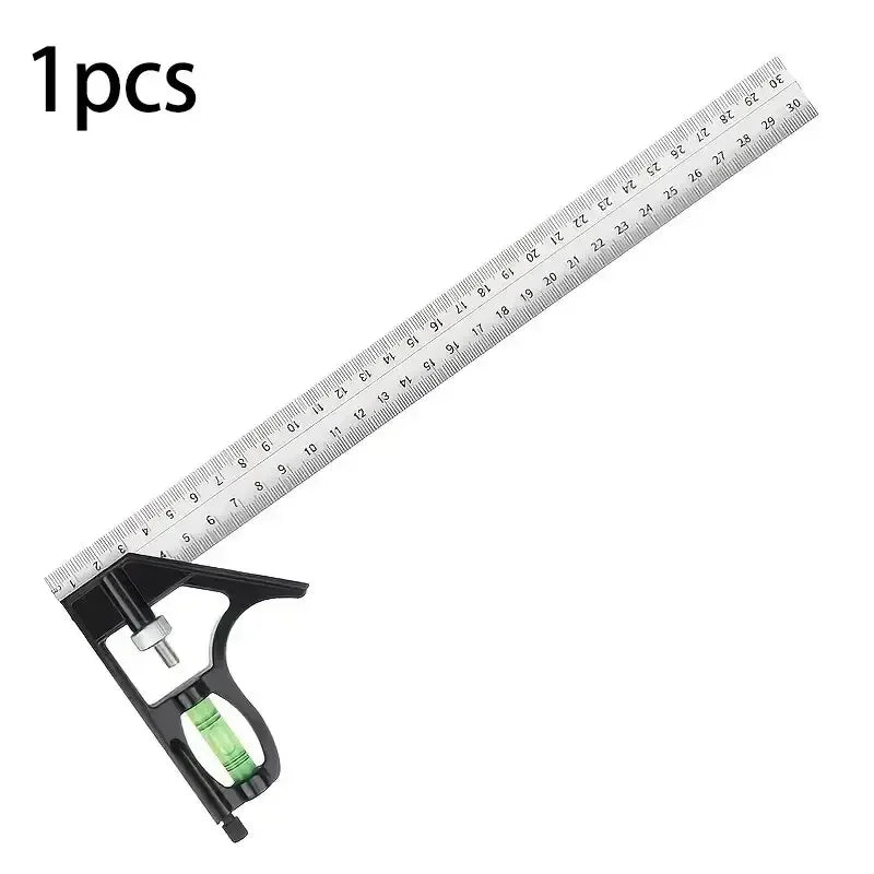 300mm Stainless Steel Angle Combination Square Ruler Horizontal Movable Carpenter Woodworking 45 Degree Right Level Moving Peaceful Pleasures Health and Wellness 1PCs
