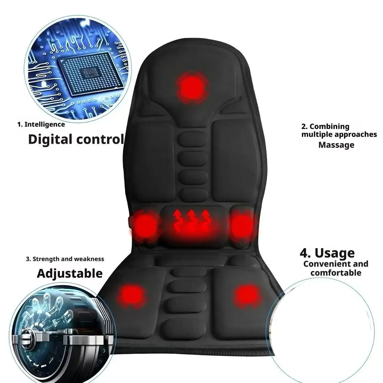 Multifunctional Car Heating Massage Cushion - Electric Massager for Neck Cervical & Lumbar Spine Full-Body Comfort Seat Pad Peaceful Pleasures Health and Wellness