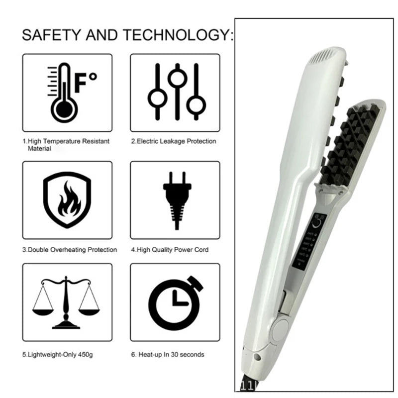 Ceramic Hair Volumizer Crimper Iron with LCD Display