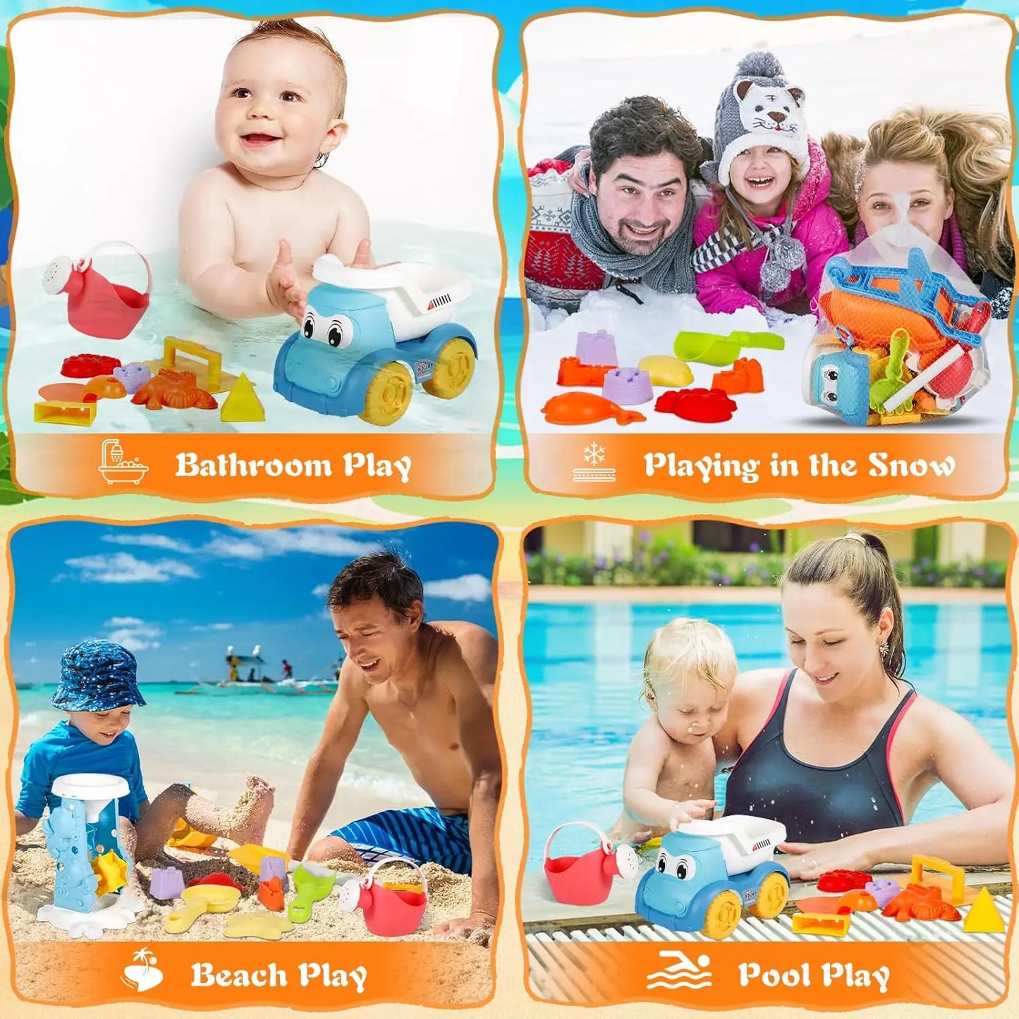 Kids Beach Sand Toys Set – Bucket, Shovel & Rake | SONGYI