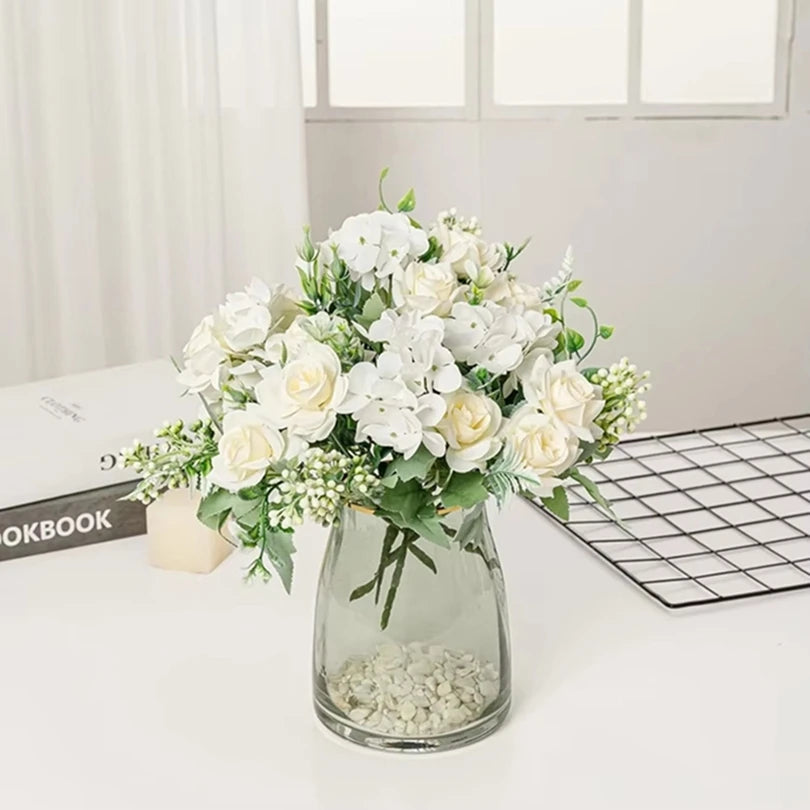 Silk Gardenia Hydrangea Artificial Bouquet | Wedding & Home Decor