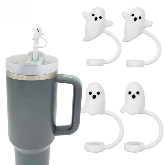 Cute Ghost Straw Covers Cap Compatible with Stanley Cup 30 40 oz, Reusable Drinking Straw Topper, Funny Tumbler Accessories Peaceful Pleasures Health and Wellness