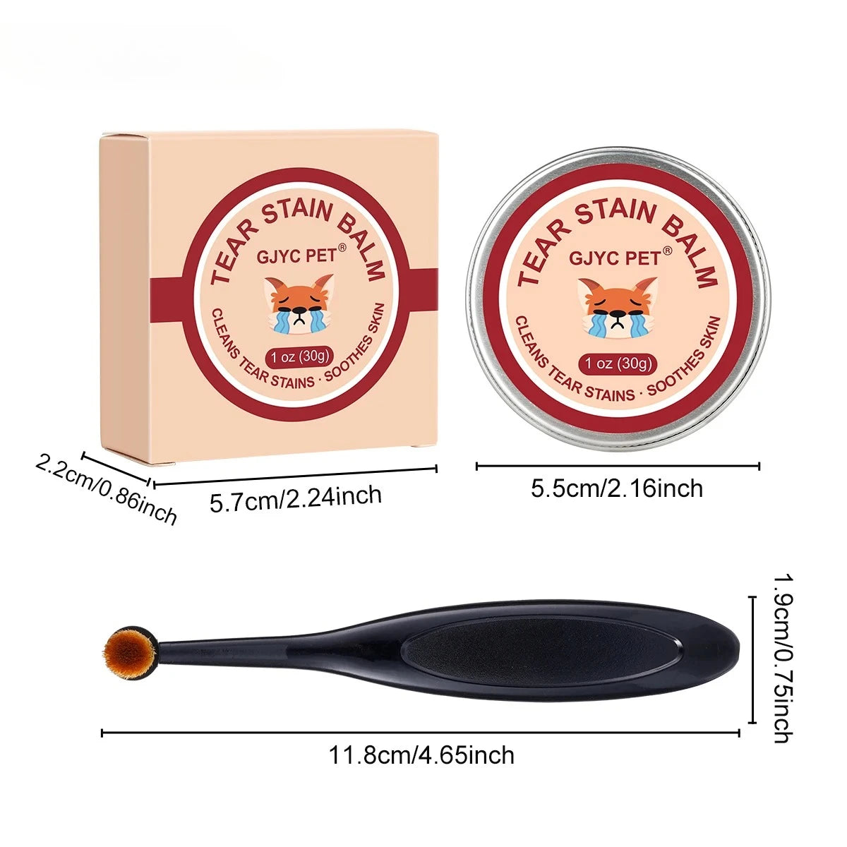 Natural Gentle Tear Stain Balm With Brush Tear Stain Remover Reduces Eye Marks Prevents Pigmentation For Dogs Cats Peaceful Pleasures Health and Wellness Pet Tear Stain Kit