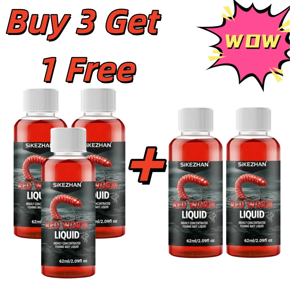 Red Worm Liquid Bait Additive 62ML High Concentration Fish Attractant Lure Oil for Freshwater Saltwater River Lake Carp Bass Peaceful Pleasures Health and Wellness 5PCS