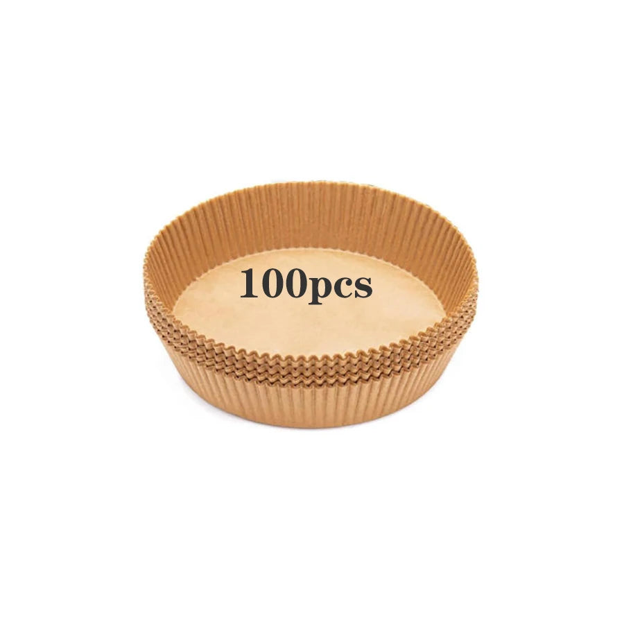 Air Fryer Liner Round Parchment Paper – 100 or 200 Pack 7.9" Unbleached Non-Stick Disposable Baking Liners