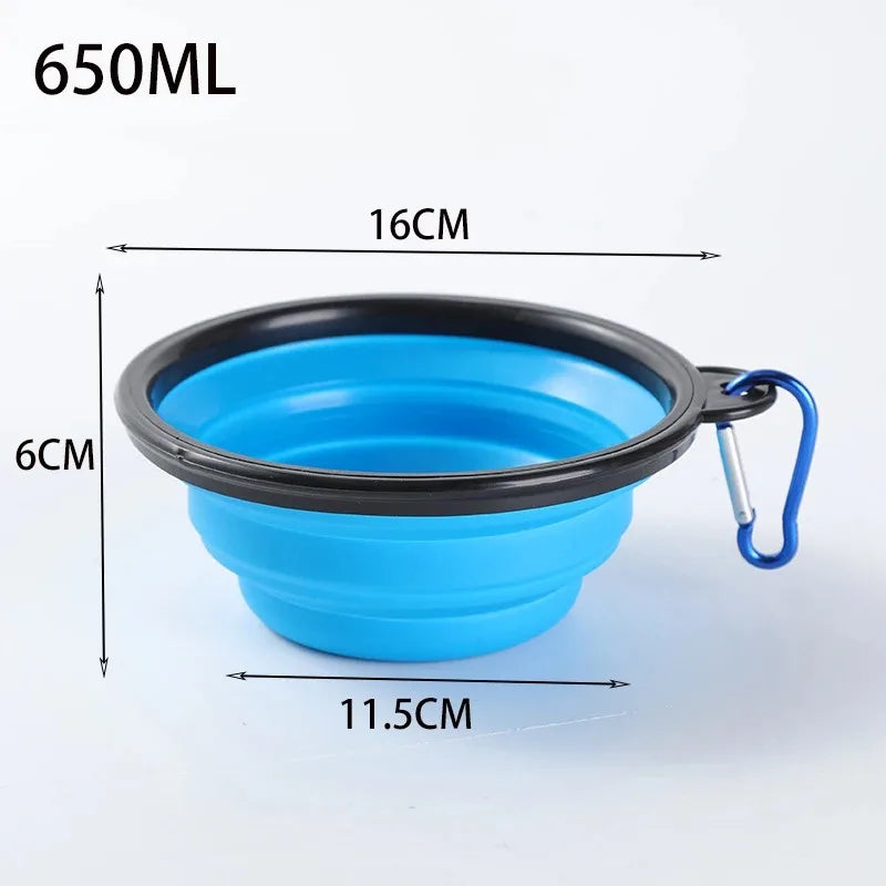 Foldable Silicone Pet Travel Bowl with Carabiner – Dogs & Cats