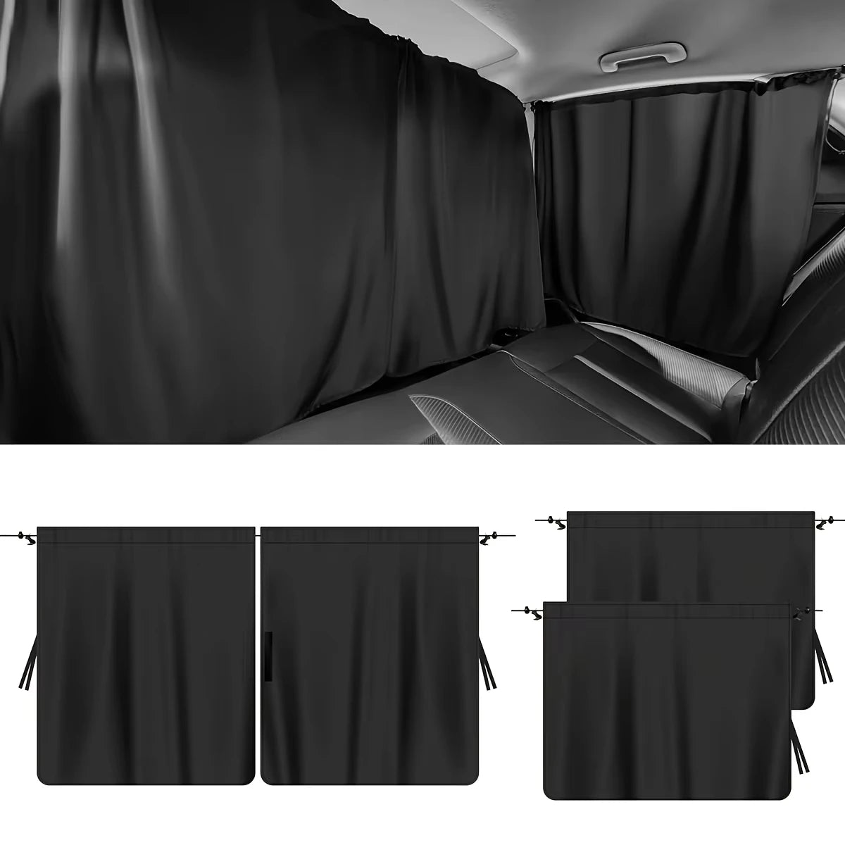 4-Piece Car Privacy Curtain Set | Window Shade for Travel & Camping