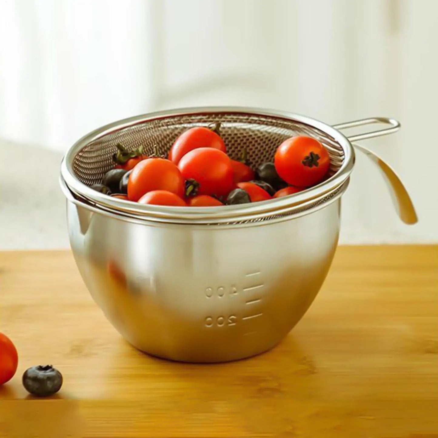 Salad Bowl With Strainer Stainless Steel Mixing Baskets With Handle 400ml Washing Bowls With Colander For Kitchen Home Apartment Peaceful Pleasures Health and Wellness