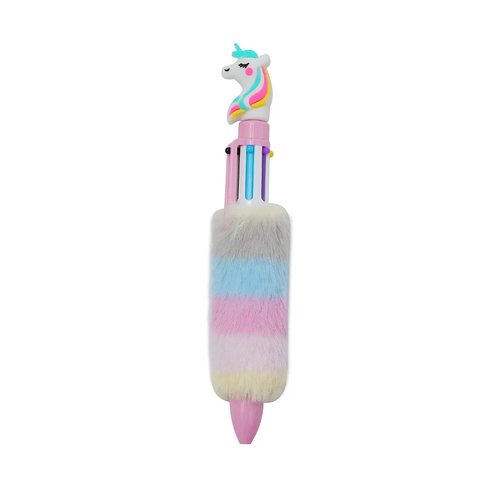 Kids Unicorn Plush Gel Pen Set – 6 Rainbow Colors for Girls