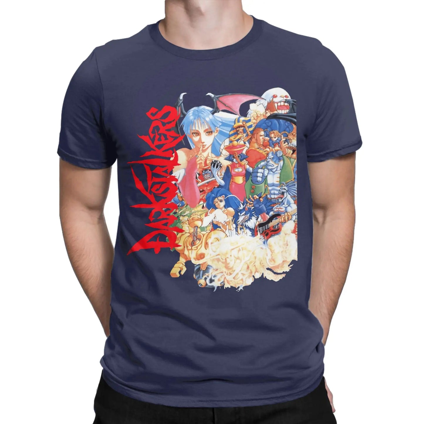 Men's T-Shirt Darkstalkers Humor 100% Cotton Tee Shirt Short Sleeve Characters T Shirt Round Collar Clothes Printed Peaceful Pleasures Health and Wellness Navy Blue 4XL