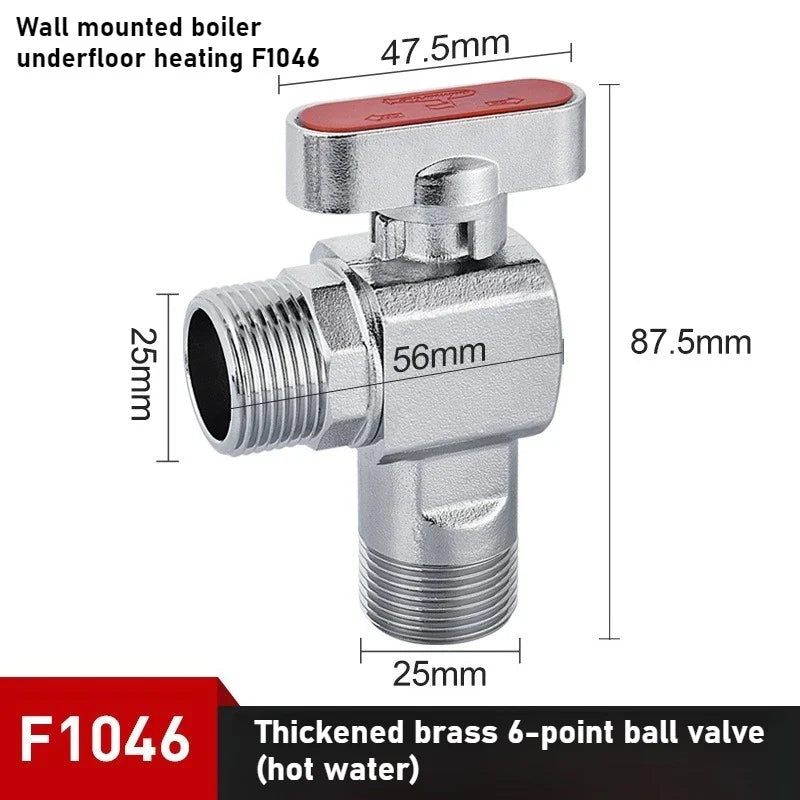 Brass High Flow Ball Valve – Angle Valve for Gas & Water Heater