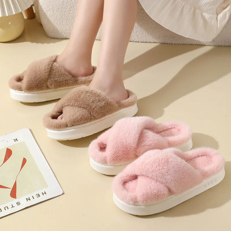 Women's Fluffy Plush Winter Slippers | Warm Indoor House Shoes