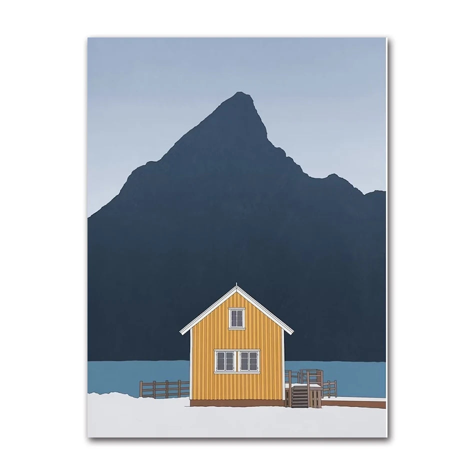 Minimalist Landscape Canvas Wall Art | Bicycle Surf Lake House