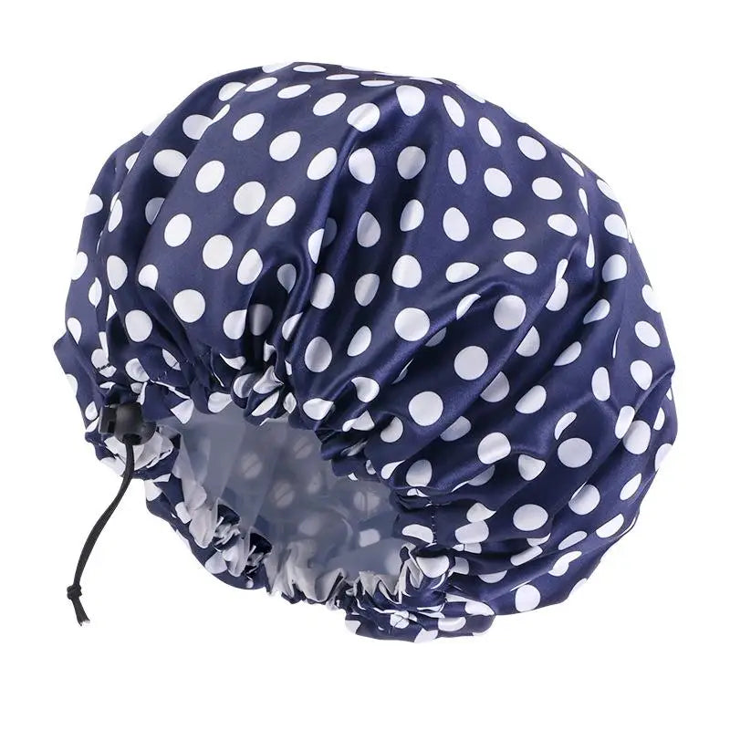 Printed Reusable Shower Cap, 1 Piece Waterproof Elastic Shower Cap, Double Layer Shower Cap For Bathroom Peaceful Pleasures Health and Wellness blue