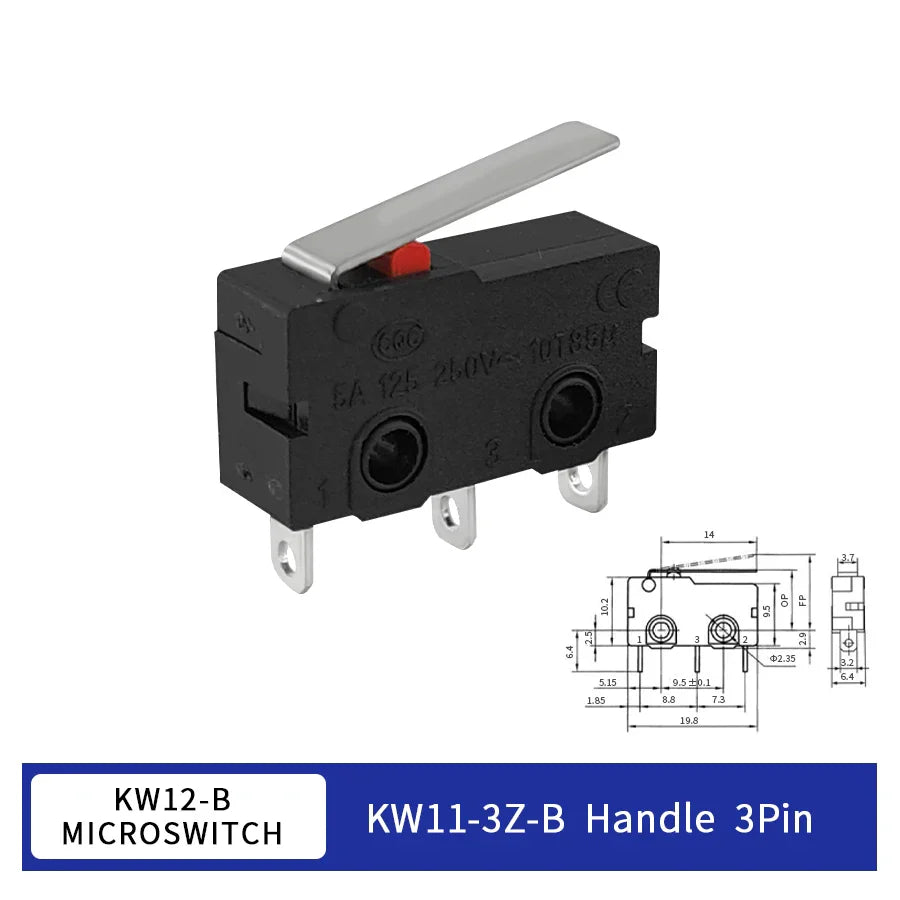KW11-3Z Micro Limit Switch 3-Pin NO/NC 5A 125/250VAC | 10/20 Pack