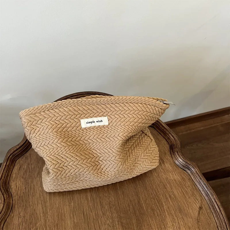 Portable Handwoven Cotton Makeup Bag – Artistic Crochet Cosmetic Pouch with Zipper, Minimalist Clutch for Women Storage Bag Peaceful Pleasures Health and Wellness