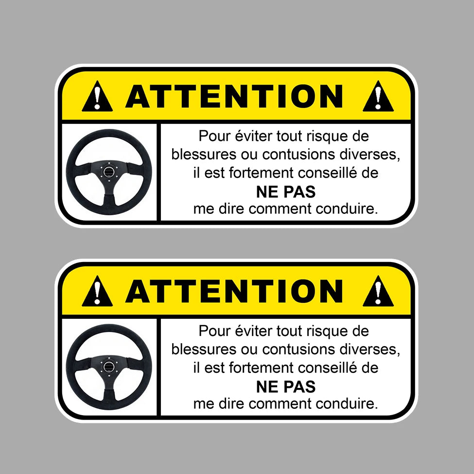 2Packs 12cmx5,5cm Danger Attention Driving Humor Fun Sticker For Car Window Bumper Peaceful Pleasures Health and Wellness Default Title