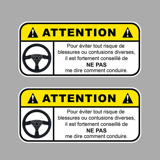 2Packs 12cmx5,5cm Danger Attention Driving Humor Fun Sticker For Car Window Bumper Peaceful Pleasures Health and Wellness Default Title