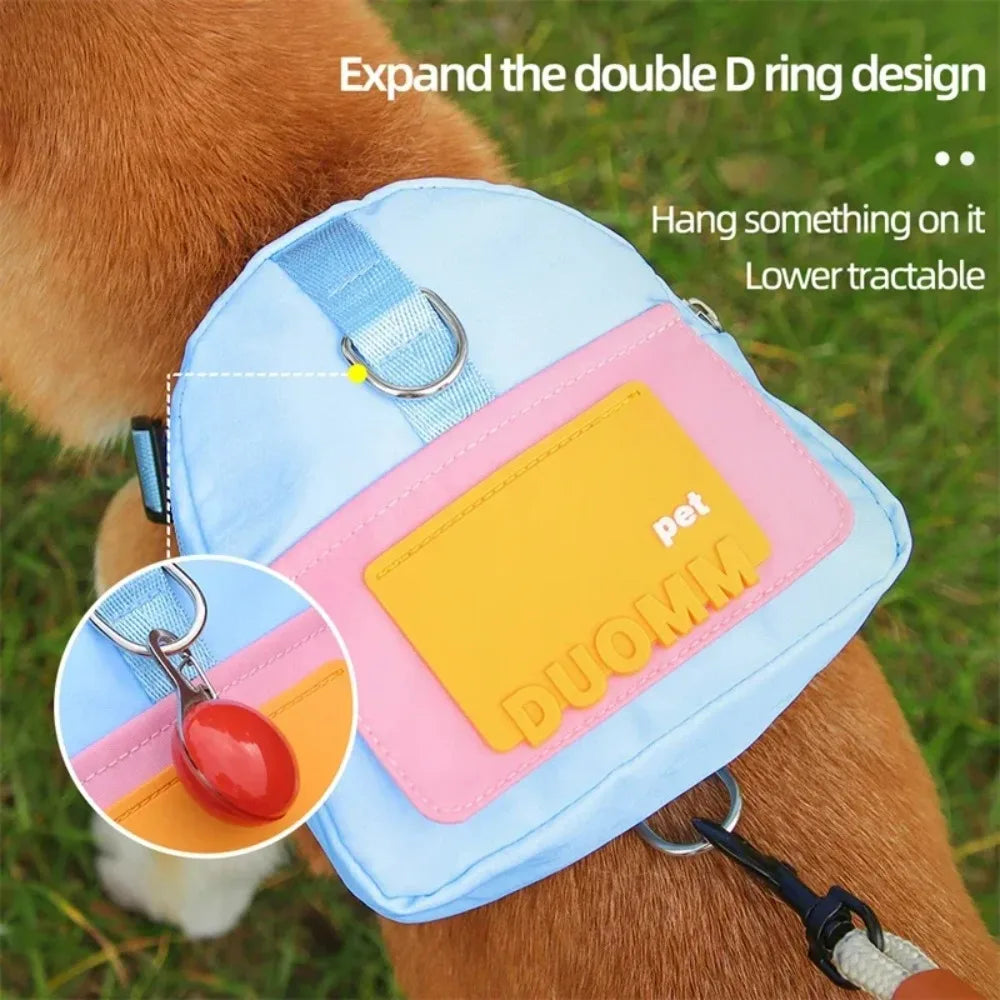 Pet Snack Storage Bag with Leash Large-capacity Multifunction Dogs Backpack Adjustable Harness Backpack Suitable Pet Travel Walk Peaceful Pleasures Health and Wellness