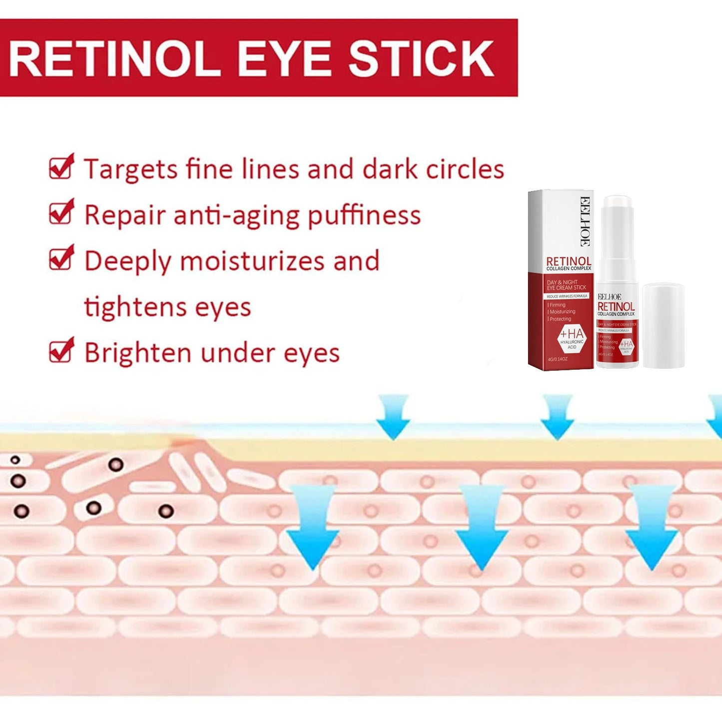 Retinol Eye Cream Stick Removing Dark Circles Under the Eyes Remove Eye Bags Moisturizing Firming Skin Eyes Care Peaceful Pleasures Health and Wellness