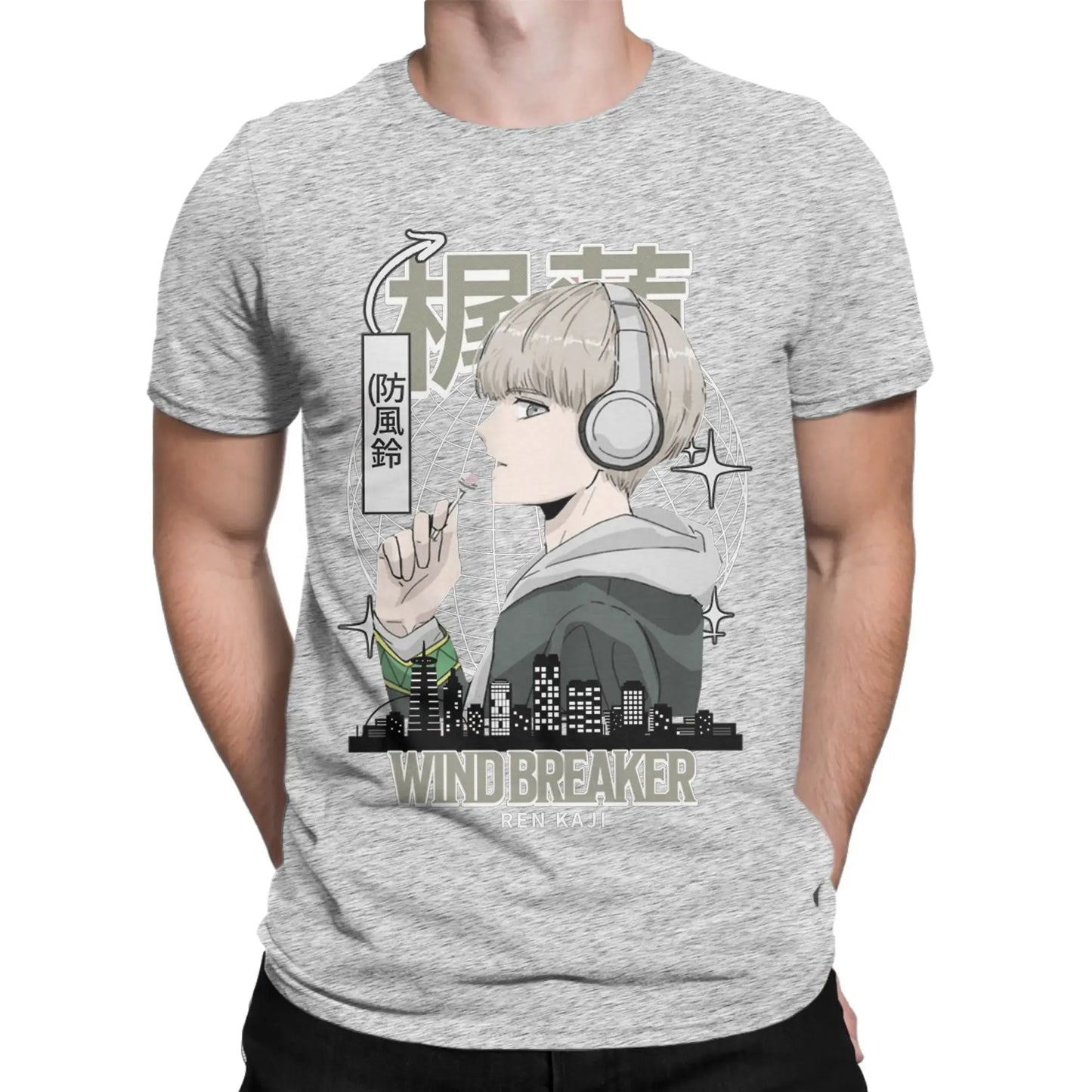 Wind Breaker Cotton T Shirt For Men Summer Ren Kaji Aesthetic T-Shirts O Neck Fashion Tees Plus Size Cheap Tops Peaceful Pleasures Health and Wellness GRAY XL