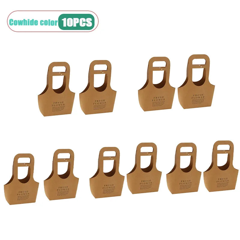 Kraft Paper Flower Bags Waterproof Foldable with Handle | 10–40 Pcs