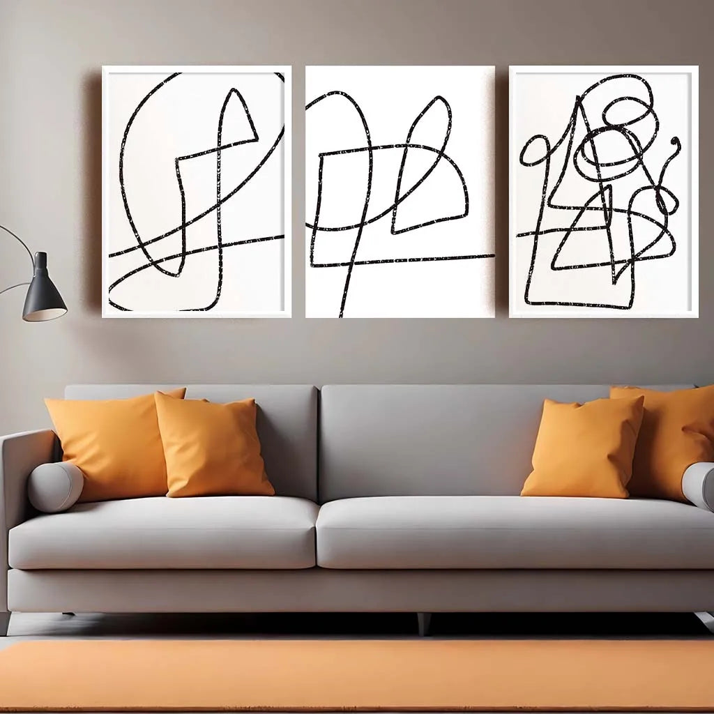 Nordic Abstract Black & White Canvas Wall Art | Minimalist Print Canvas Wall Art Print Peaceful Pleasures Health and Wellness