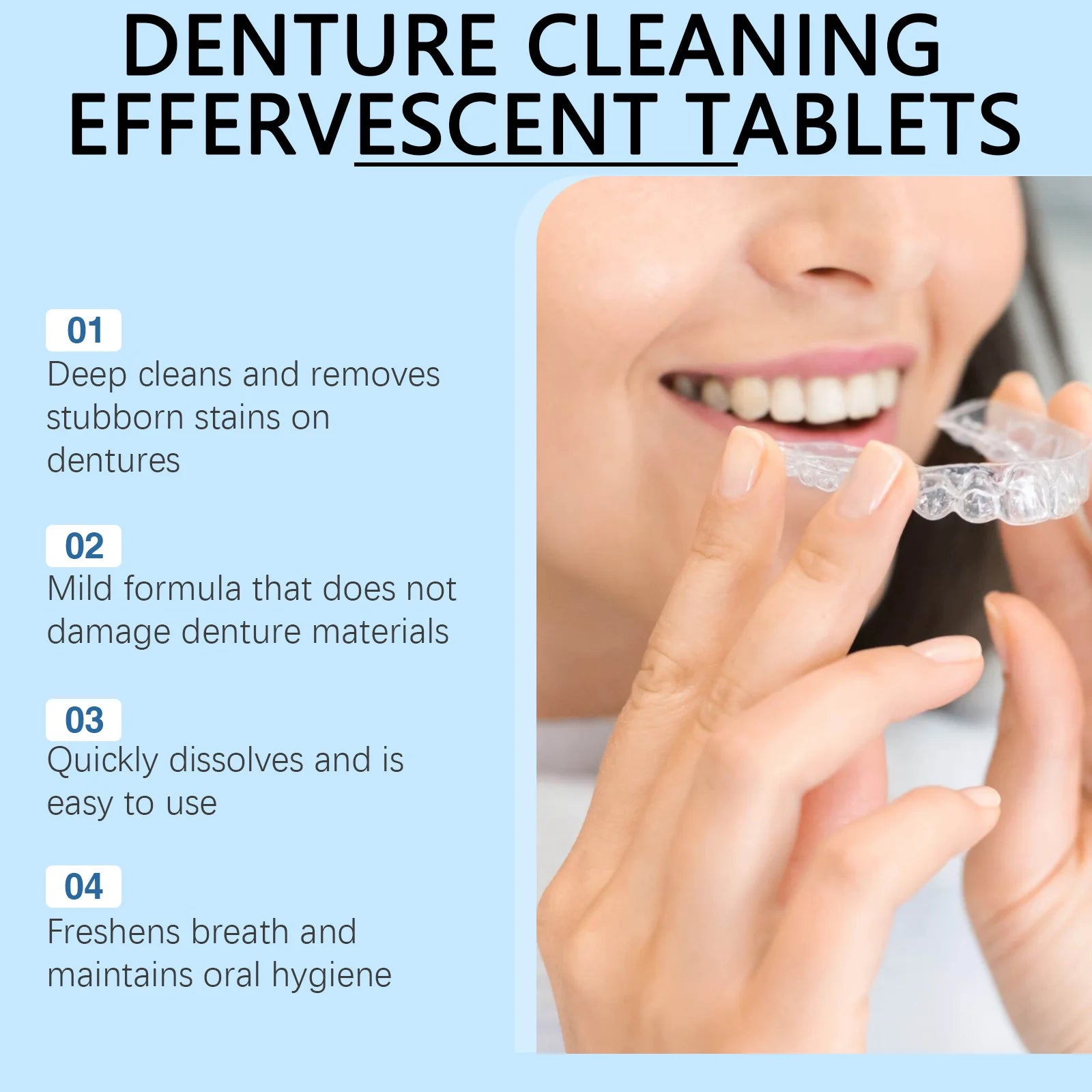 ORALHOE Denture Cleaning Tablets – Whitening & Antibacterial 12ct Denture Cleaner Tablets Peaceful Pleasures Health and Wellness
