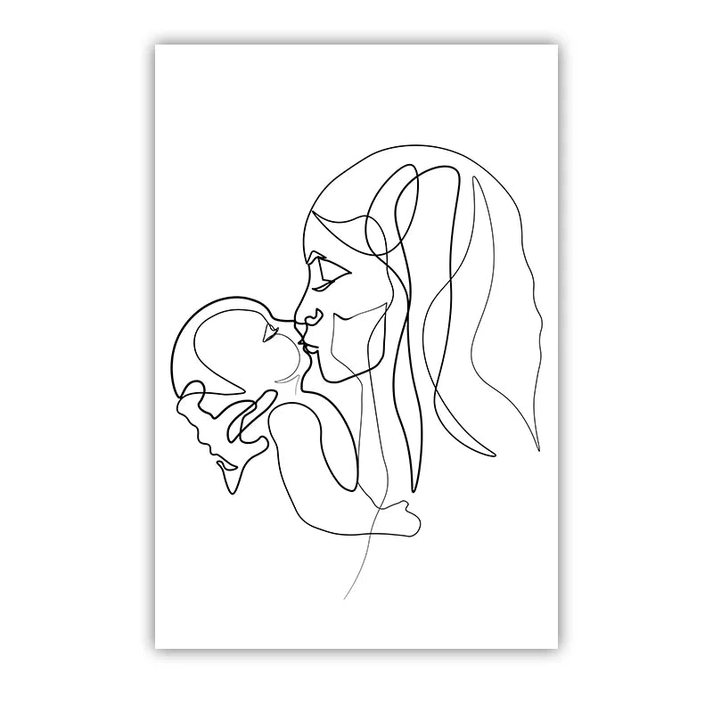 Nordic Mother & Baby Abstract Canvas Wall Art | Minimalist Print Canvas Wall Art Peaceful Pleasures Health and Wellness 06 40x50cm No Frame China Mainland