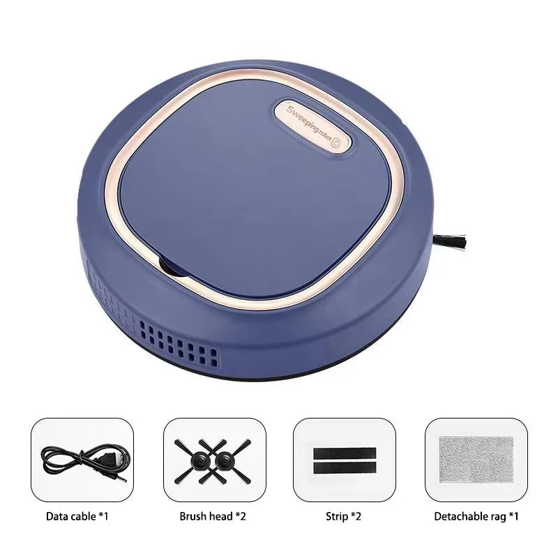 Automatic Sweeping Robot Home Sweeper Lazy Person Intelligent 3-in-1 Sweeping Machine USB Rechargeable Vacuum Cleaner Peaceful Pleasures Health and Wellness Blue