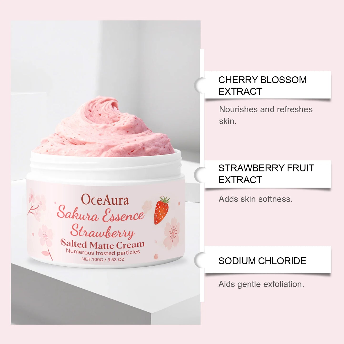 OceAura Sakura Strawberry Body Scrub – Exfoliating & Glowing