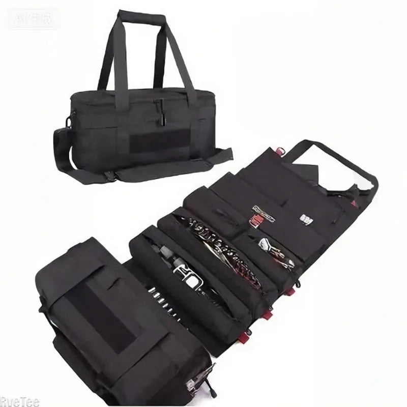2-in-1 Heavy Duty Electrician Tool Bag Roll & Waist Organizer