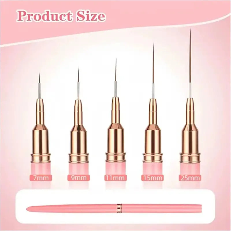 5-Piece Nail Art Liner Brush Set – UV Gel Manicure Tools