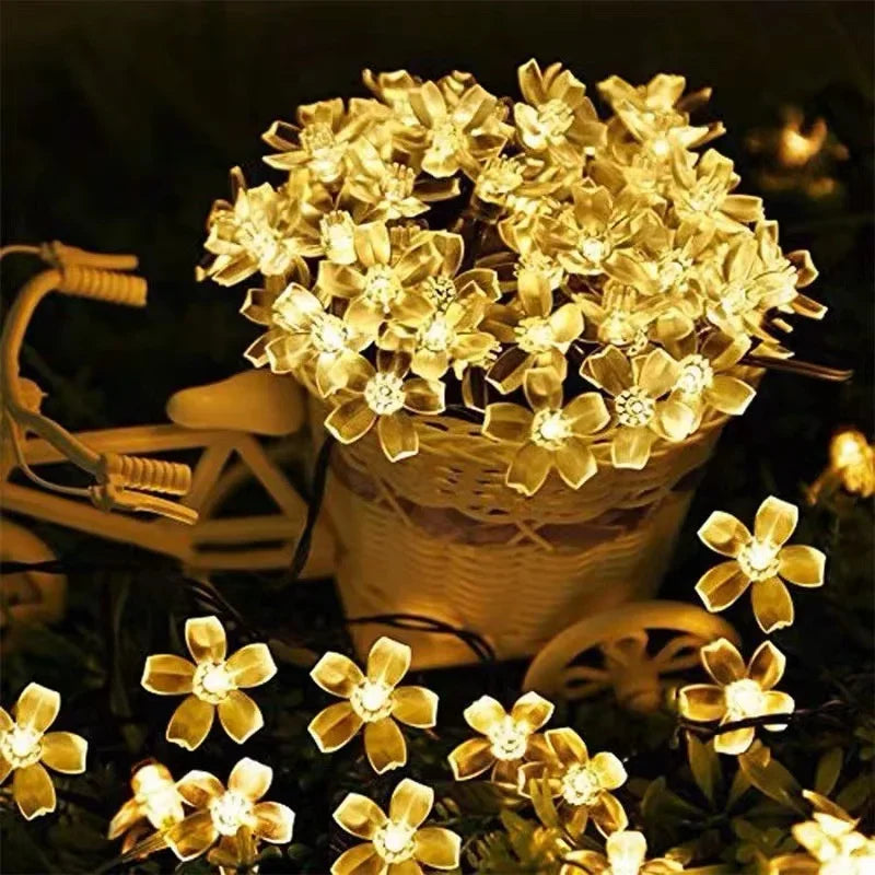 Solar Cherry Blossom String Lights 5M 20 LED Sakura Garland