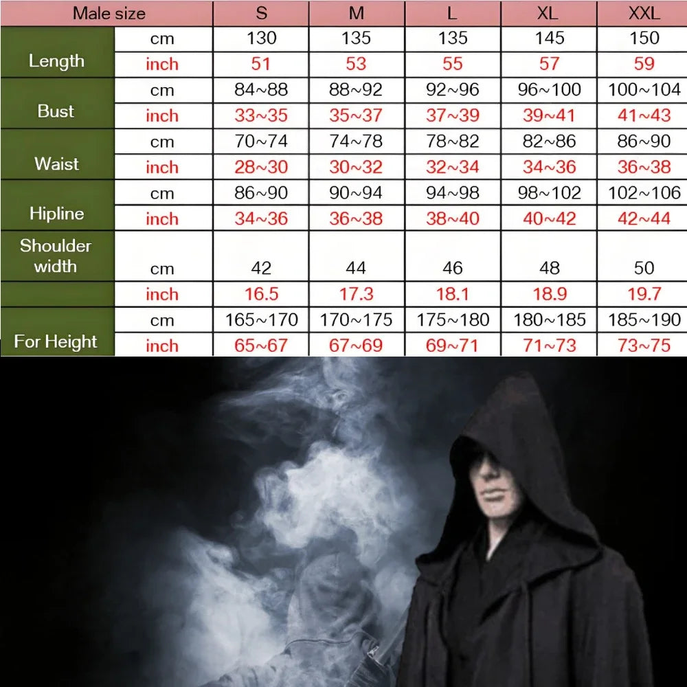 Black Cape Cloak Warrior Costume for Adults Vampire Cape with Hood Adult Halloween Cosplay Vampire Christmas Costume Robe Cape Peaceful Pleasures Health and Wellness