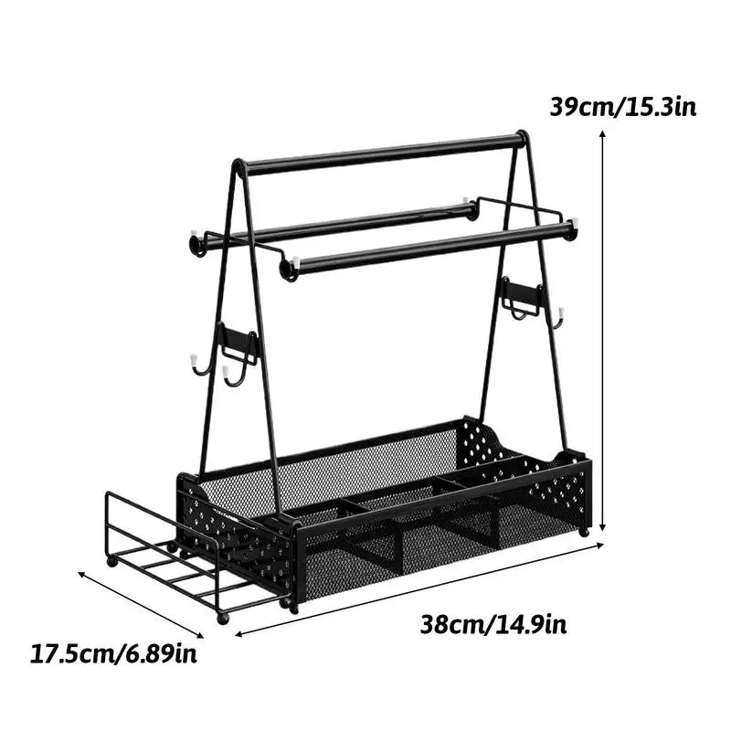 BBQ Caddy For Outdoor Picnic Condiment Organizer Basket Barbecue Tool Caddy Camping Must-Haves Storage Caddy For Camping Park Peaceful Pleasures Health and Wellness