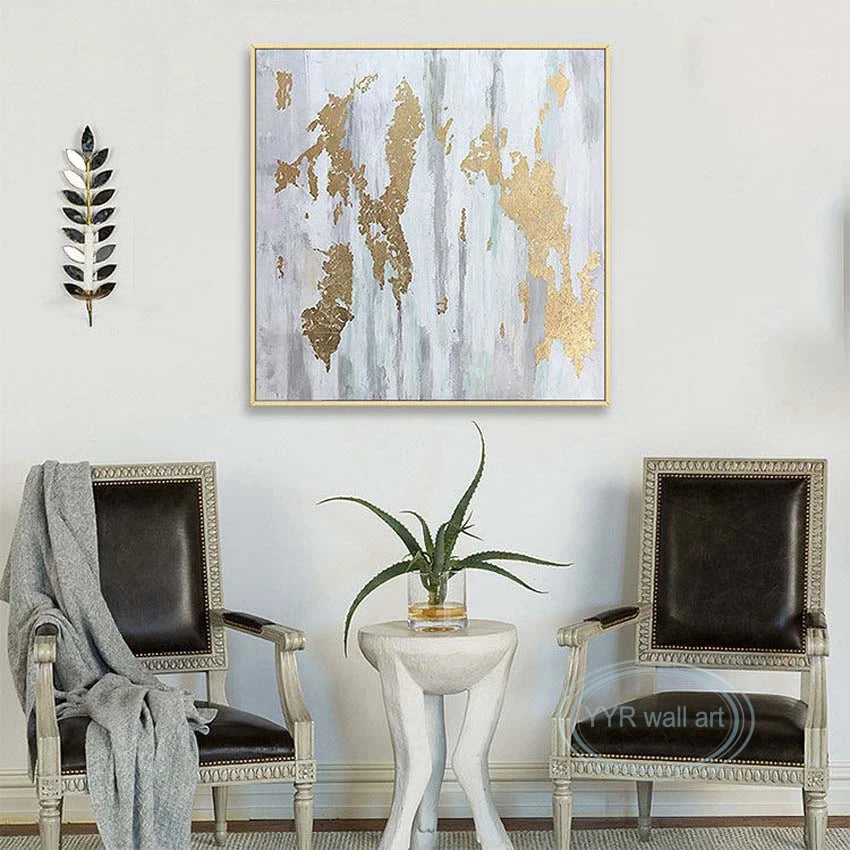 New High Quality Gold Foil Mural Wall Art Canvas Oil Painting Light Luxury Home Decor Handmade Acrylic Abstract Hanging Poster Peaceful Pleasures Health and Wellness