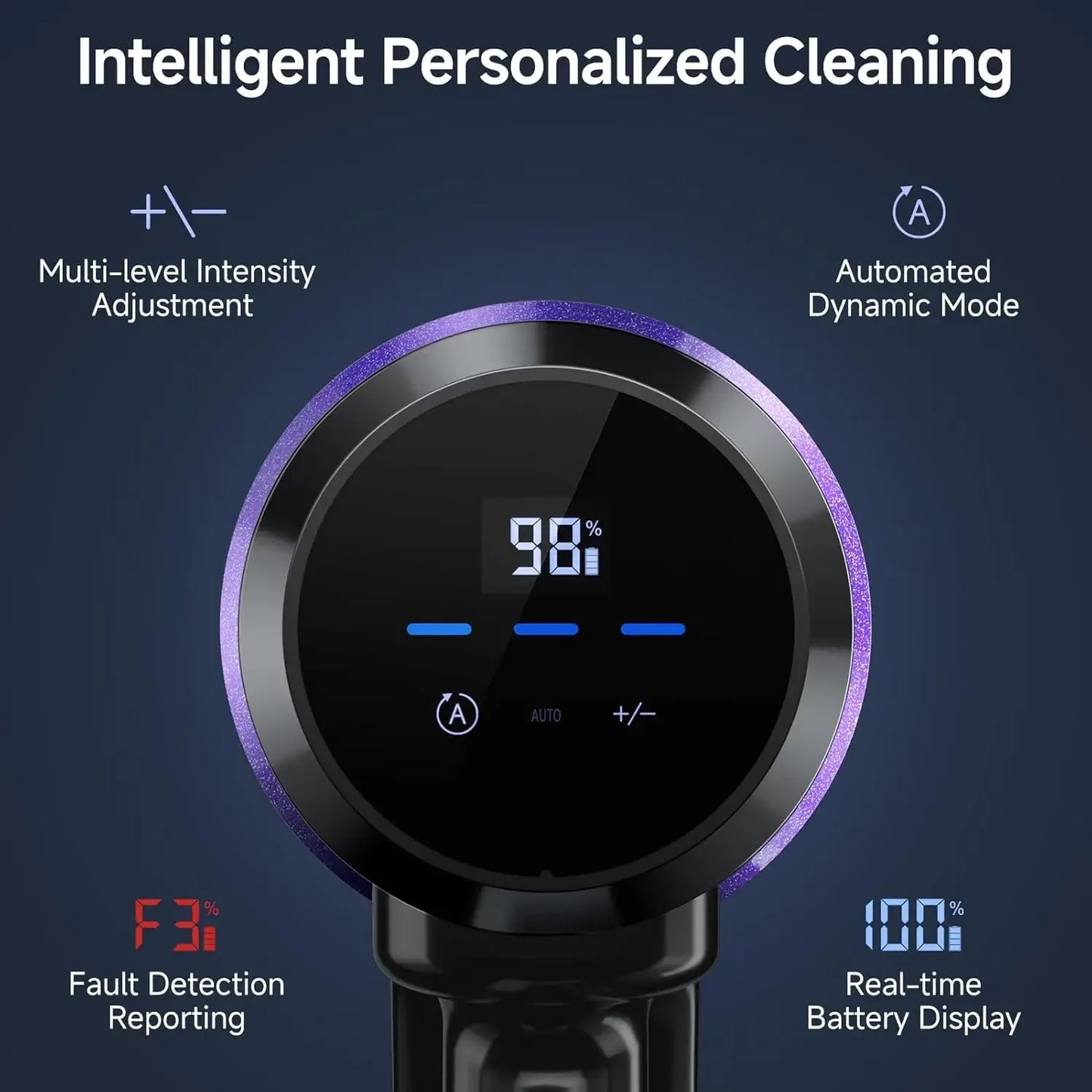 Cordless Stick Vacuum Cleaner 550W 50Kpa 70Mins Smart Auto Mode LED Display Pet Hair Carpet Floors Peaceful Pleasures Health and Wellness