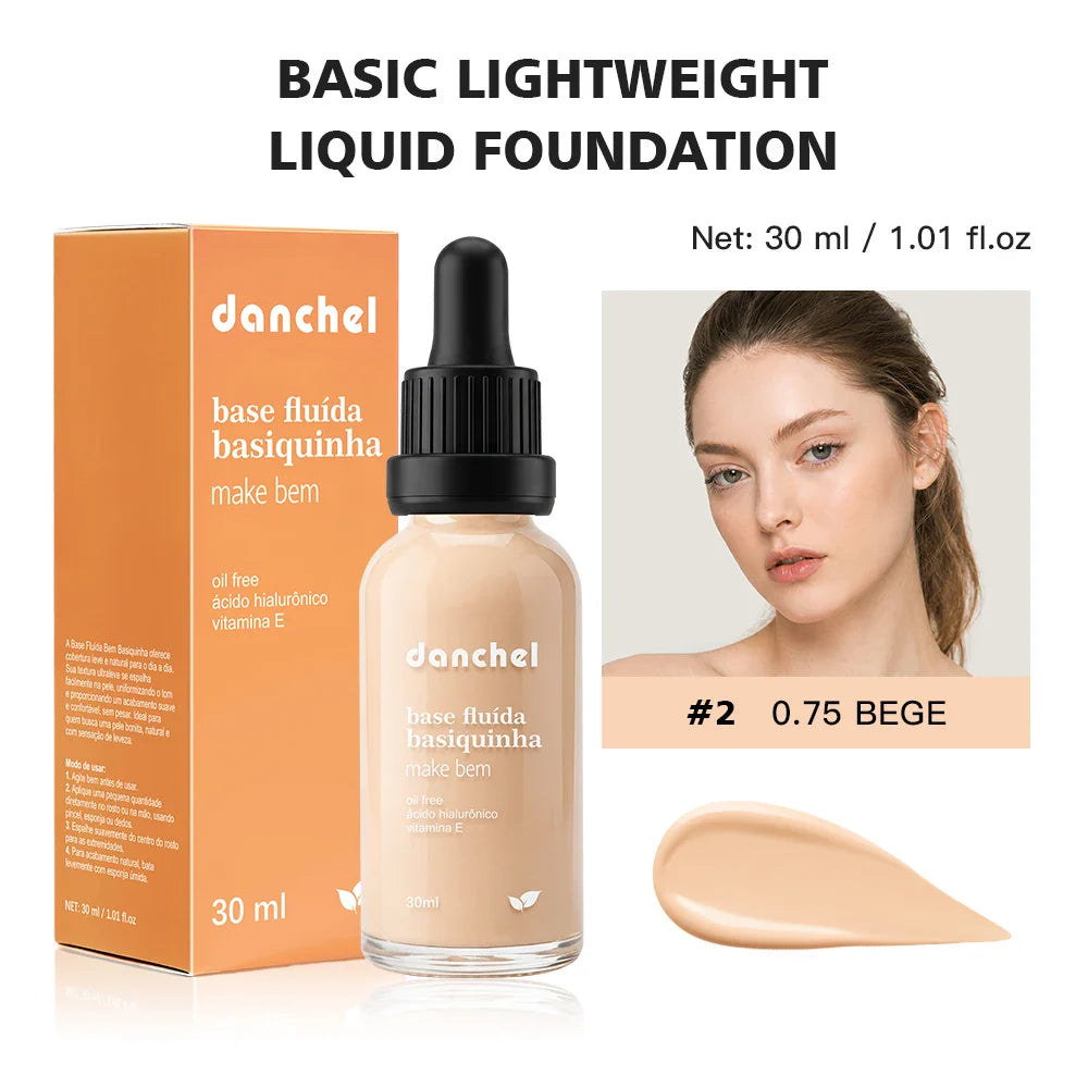 Danchel Matte Liquid Foundation – 12 Shades, Oil Control
