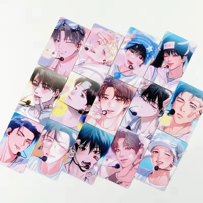 Korean BL Manhwa Photo Cards Anime Couple Character Laser LOMO Comic